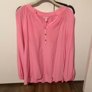 Pink silk Lilly Pulitzer Elsa top